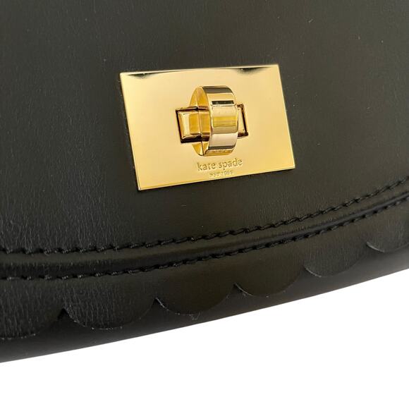 Kate Spade Maple Court Zani Scalloped Edge Black Leather Crossbody Shoulder Bag - Picture 9 of 11